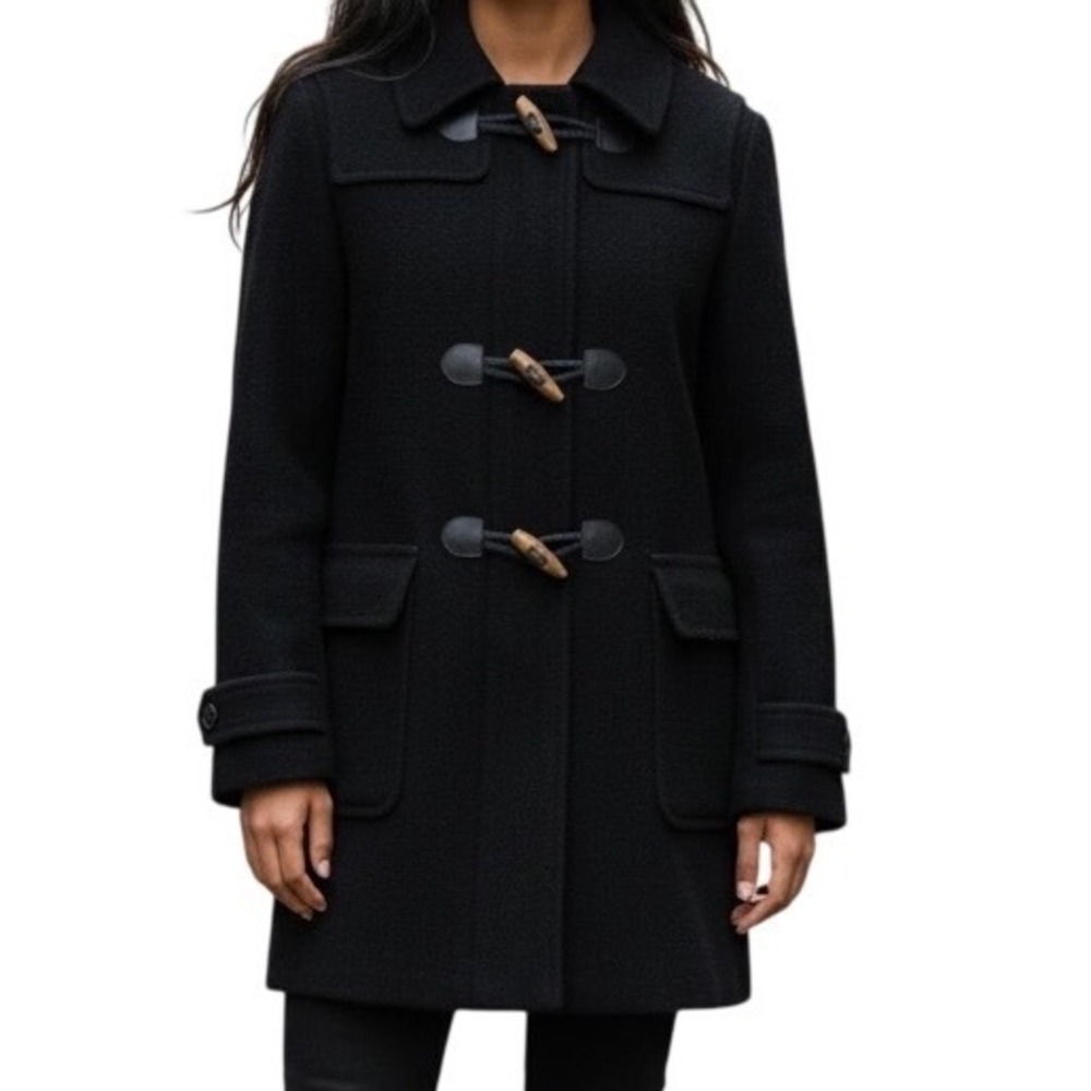 Gap Women's Wool Blend Duffle Pea Toggle  Coat Black Size S‎ Outdoor Winter